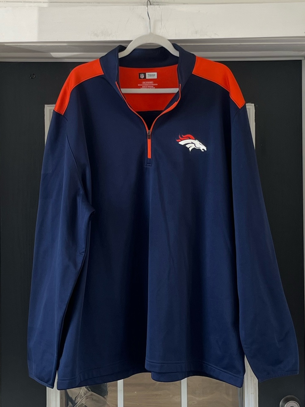 NFL Denver Broncos navy orange light weight fleece lined pullover 1/4 zip